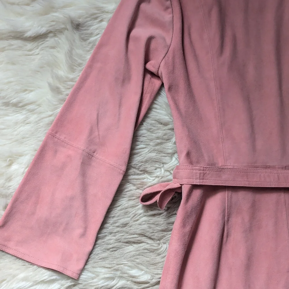 EUC J. Crew Collection Soft Genuine Suede Wrap Dress in Pink
